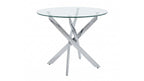 Round Dining Table, 35.5' Glass Dining Table with Silver Legs, Modern Kitchen Table for Home Kitchen, Dining Room - Grand Goldman Shop