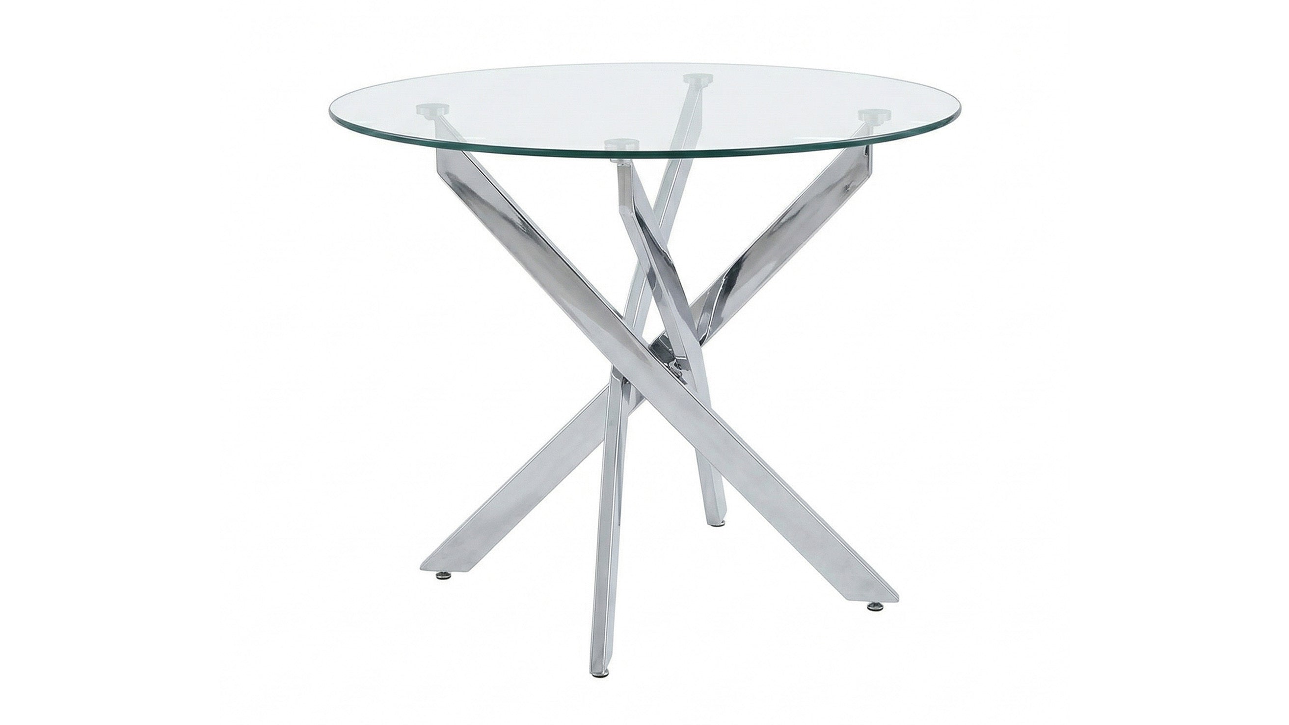Round Dining Table, 35.5' Glass Dining Table with Silver Legs, Modern Kitchen Table for Home Kitchen, Dining Room - Grand Goldman Shop