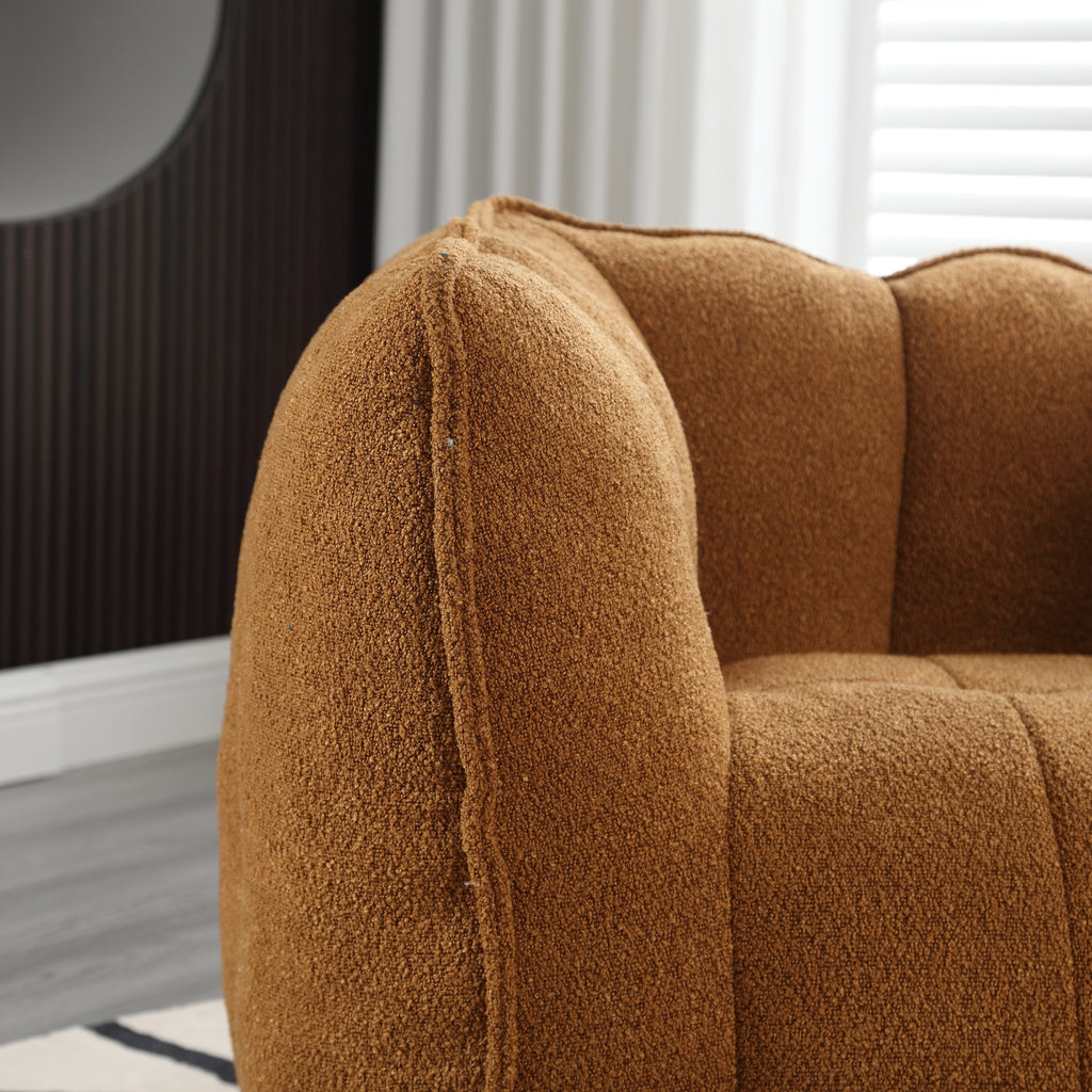 Soft Chenille Bean Bag Chair with High Resilient Foam for Living Room and Bedroom, Comfortable Square Lazy Sofa with Footstool for Adults - Grand Goldman Shop