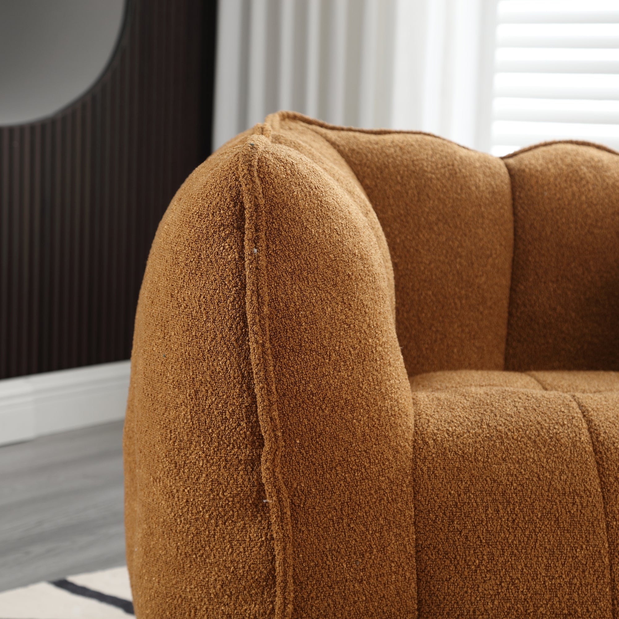 Soft Chenille Bean Bag Chair with High Resilient Foam for Living Room and Bedroom, Comfortable Square Lazy Sofa with Footstool for Adults - Grand Goldman Shop
