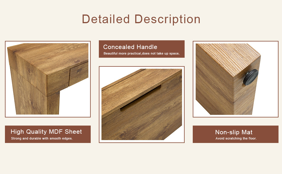 Elegant Natural Wood Grain Bar Table-50 Inches Long, a Practical Choice for Modern Homes.Wood Grain Texture Sticker,Equipped With Two Drawers.Serving As A Bar Table Or A Desk. - Grand Goldman Shop