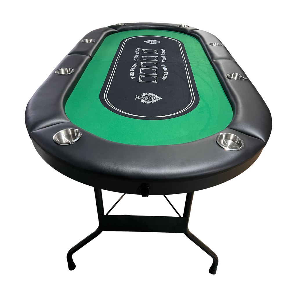 INO Design 71 inches Foldable Poker Table Portable for Casion Texas Hold'em Games with Green Felt - Grand Goldman