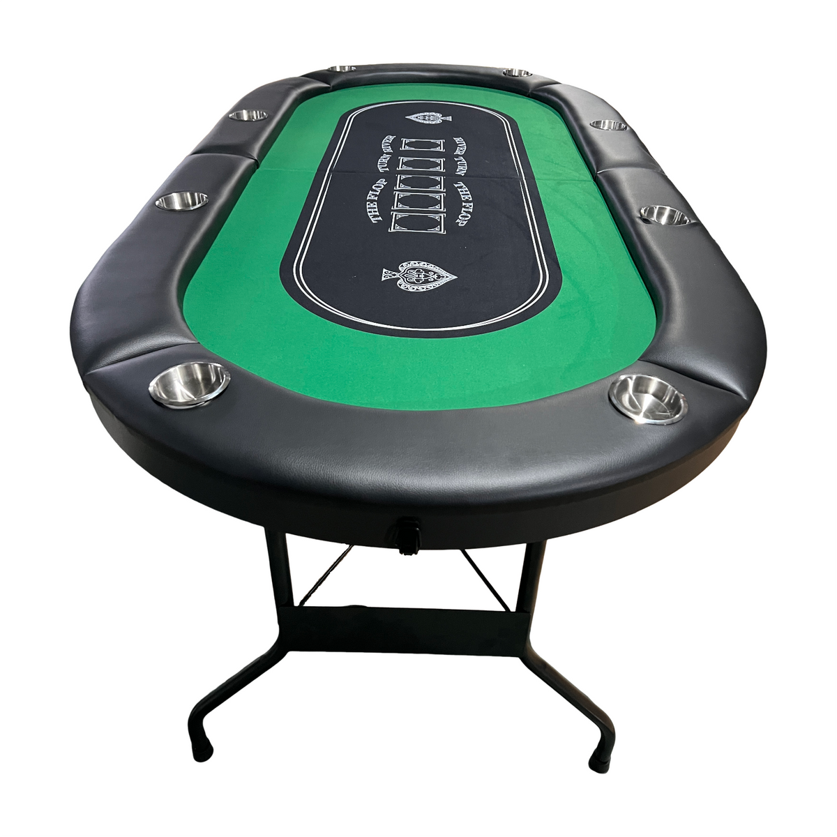 INO Design 71 inches Foldable Poker Table Portable for Casion Texas Hold'em Games with Green Felt - Grand Goldman
