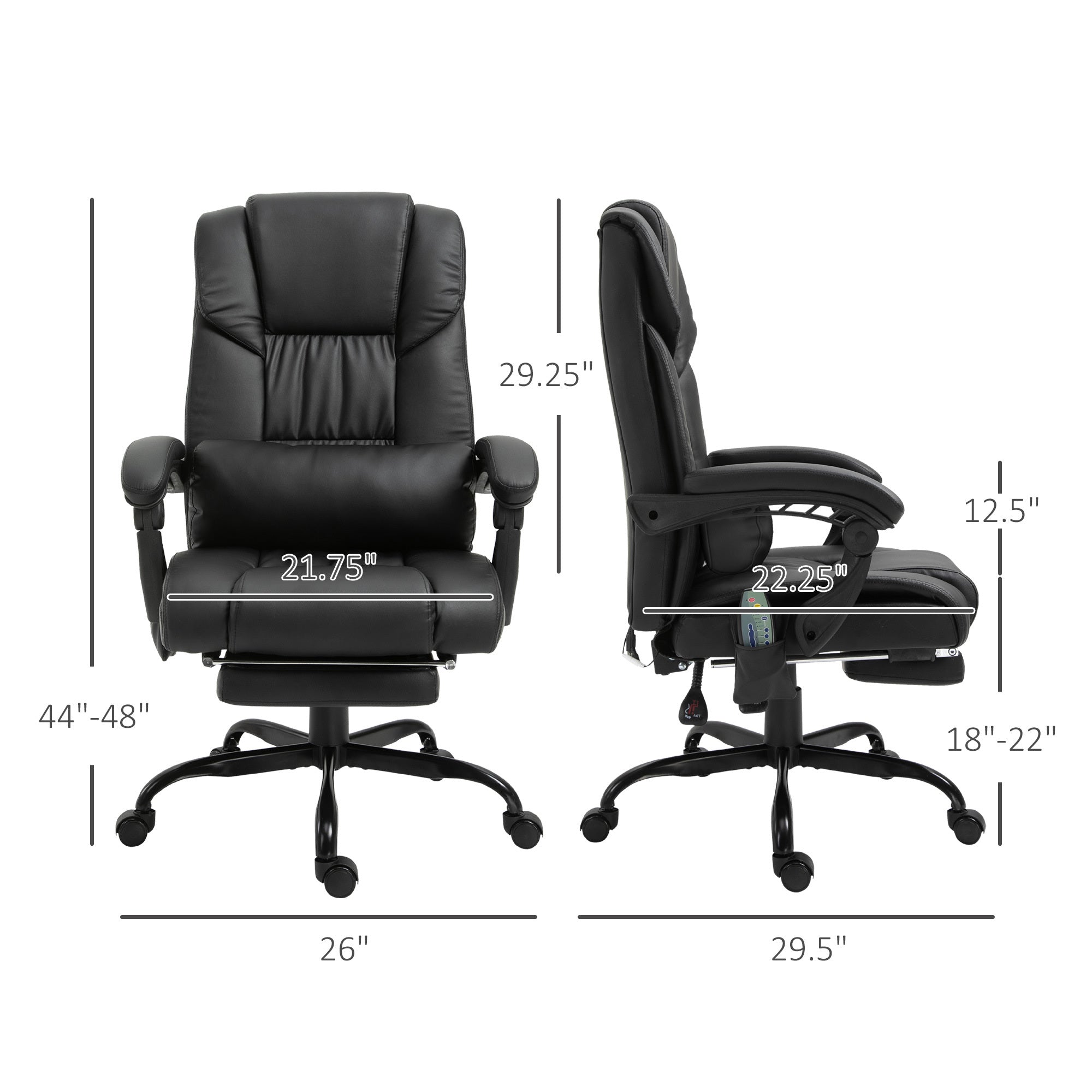 Vinsetto High Back Massage Office Chair with 6 Vibration Points, PU Leather Reclining Computer Chair, Ergonomic Office Chair 