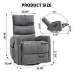 Heat Massage Manual Recliner Chair with Rocker and Swivel in Fabric for Living Room, GREY - Grand Goldman Shop