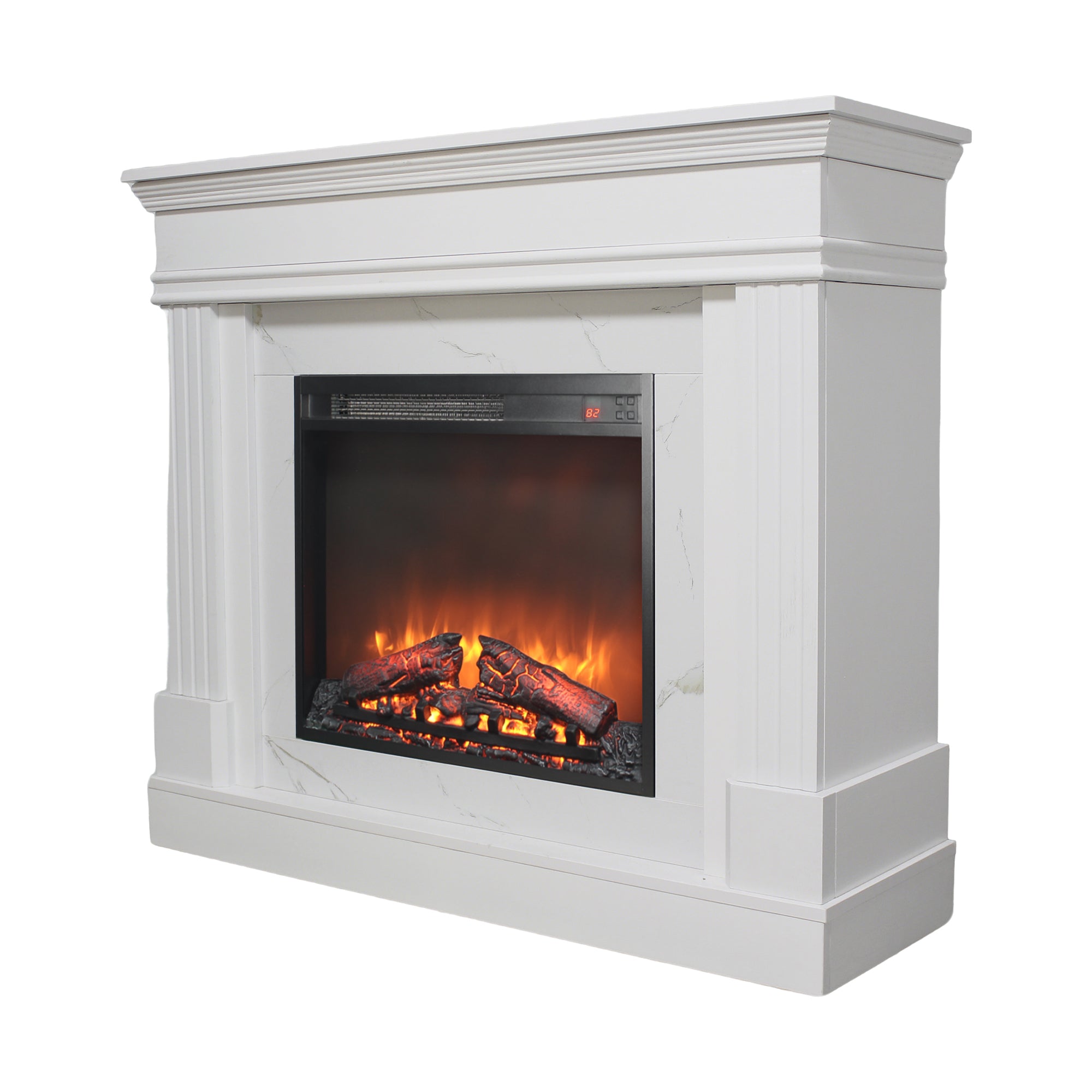 44' Electric Fireplace with Mantel for Living Room or Bedroom,23' Fireplace Insert Heater, Realistic Log and Flame Effect, Remote Control, Timer - Grand Goldman Shop