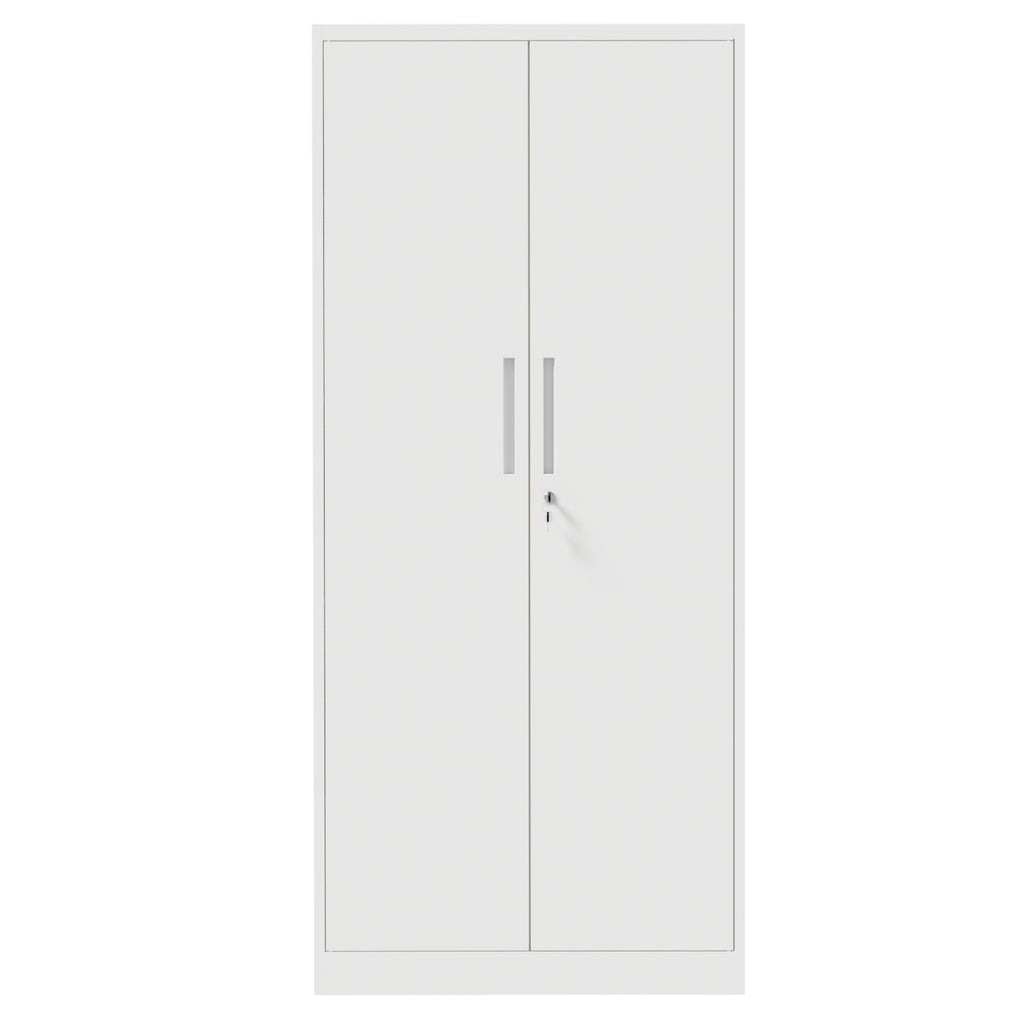 71'H Metal Garage Storage Cabinet, White Tool Steel Locking Cabinet with Doors and 4 Adjustable Shelves, Tall Cabinets for Ga