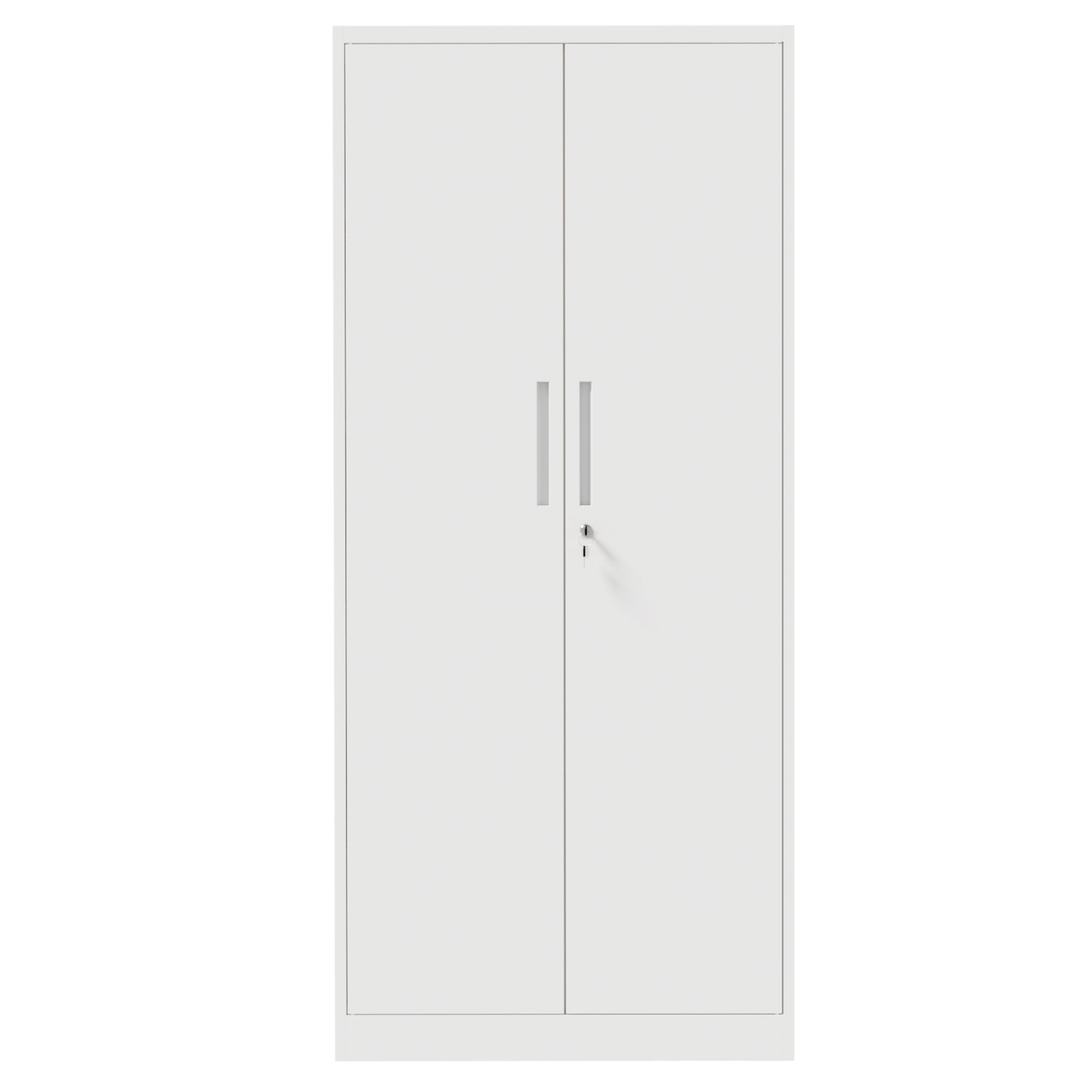 71'H Metal Garage Storage Cabinet, White Tool Steel Locking Cabinet with Doors and 4 Adjustable Shelves, Tall Cabinets for Ga