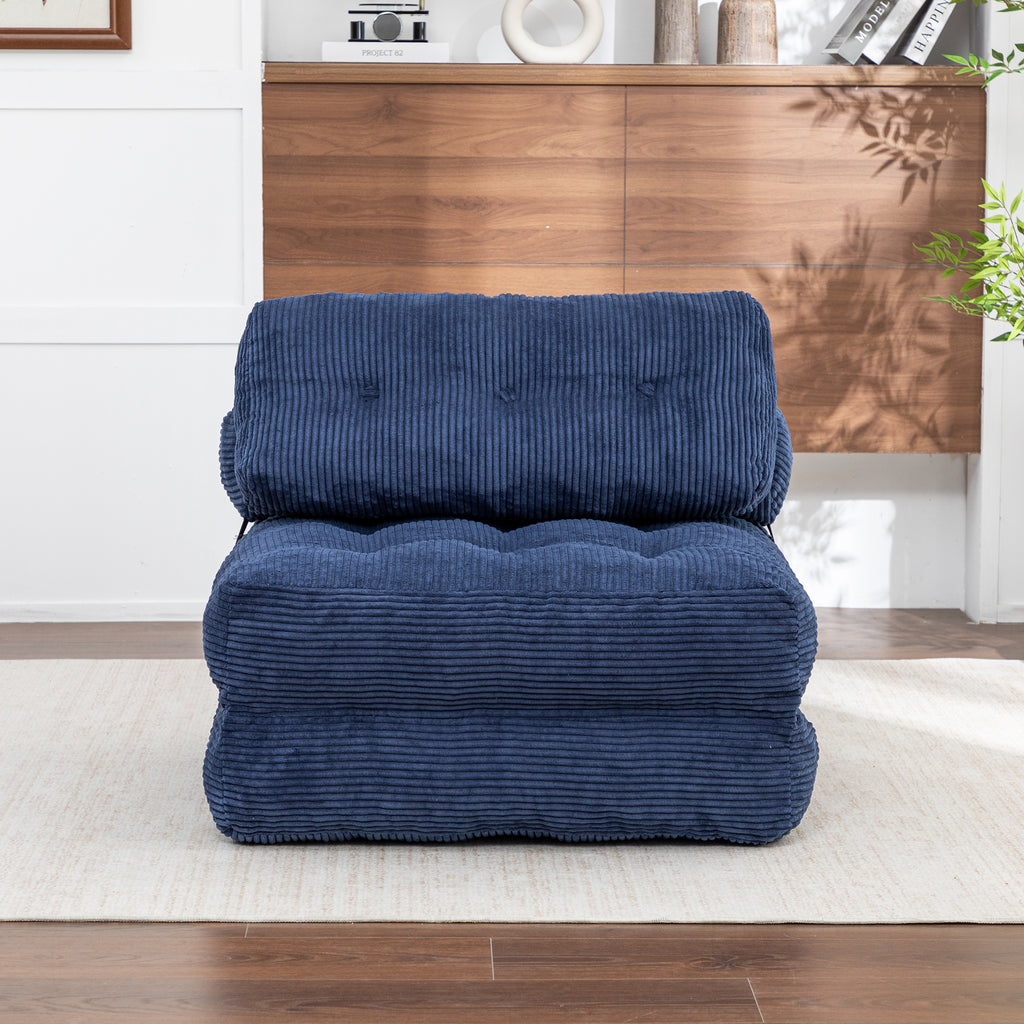 Folding Sofa Bed, Convertible Sleeper Chair with Pillow Foldable Mattress with Back Support, Portable Fold Out Chair Bed Comfy Floor Sofa Lounge for Living Room Bedroom, Dark Blue, Single - Grand Goldman Shop