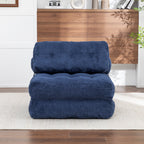 Folding Sofa Bed, Convertible Sleeper Chair with Pillow Foldable Mattress with Back Support, Portable Fold Out Chair Bed Comfy Floor Sofa Lounge for Living Room Bedroom, Dark Blue, Single - Grand Goldman Shop