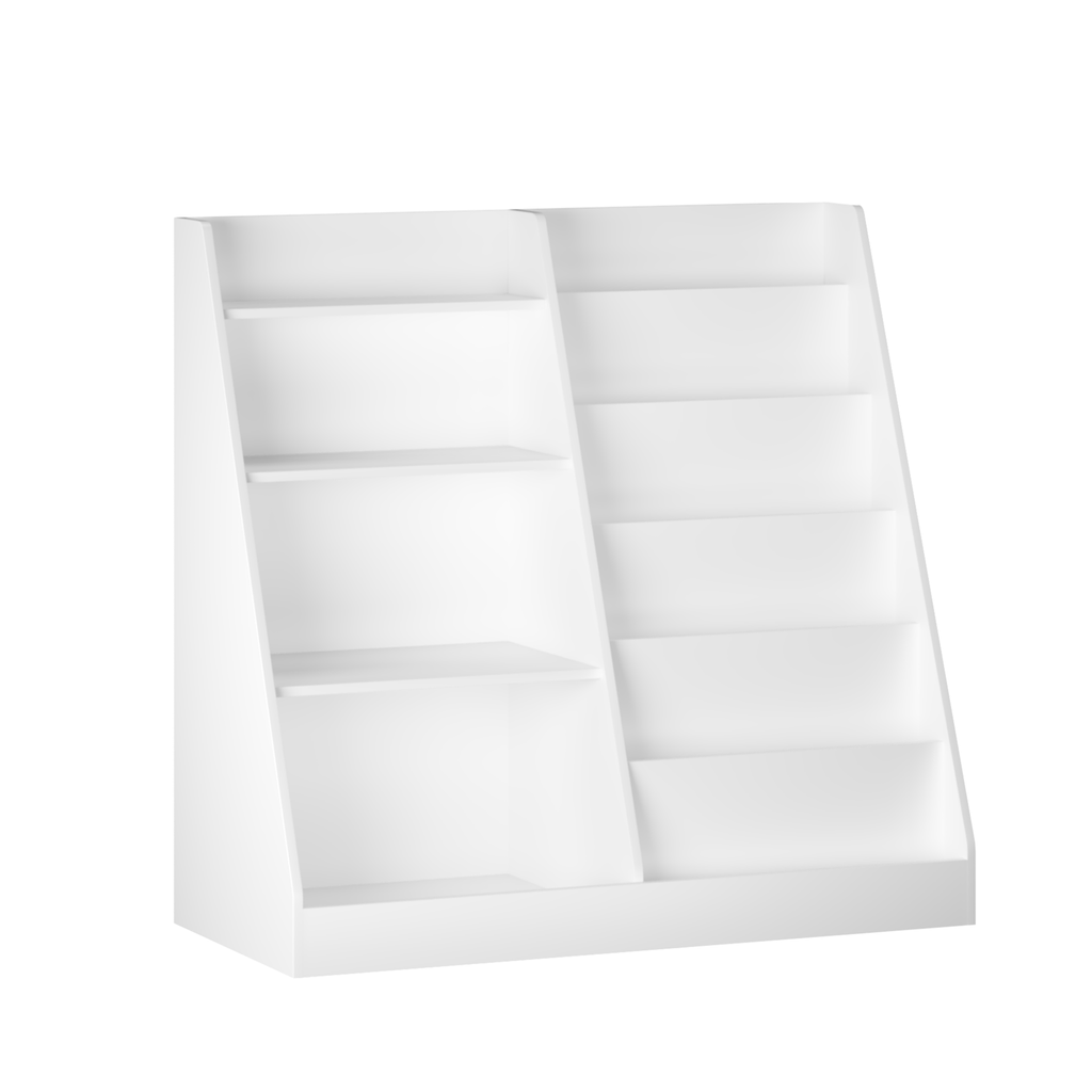 New Kids Bookshelf and Toy Storage Organizer, Multifunctional 4 Tier Wooden Kids Book Shelf with  Bookcase Display Stand in K