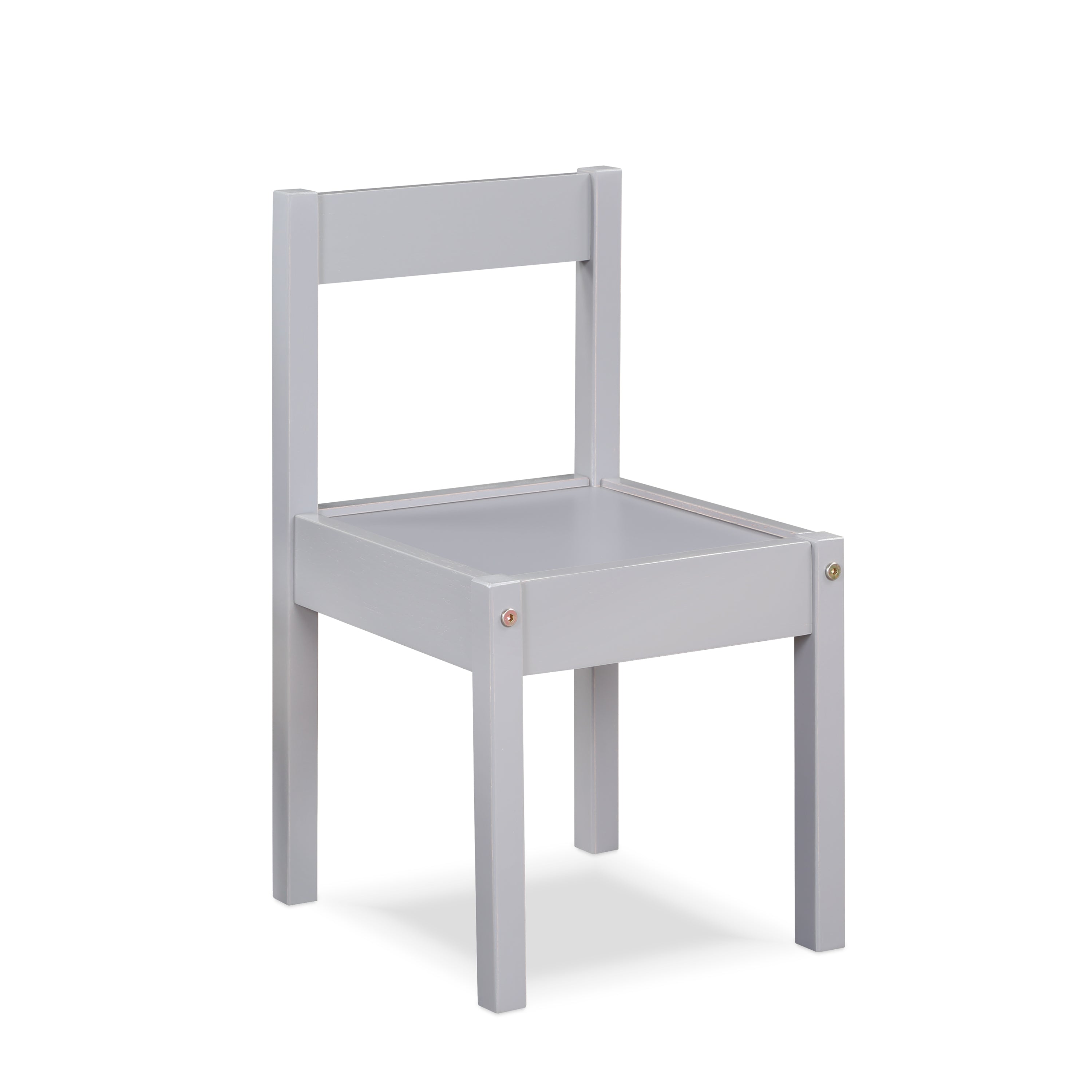 Della 3-Piece Solid Wood Kids Table & Two Chair Set, Gray - Grand Goldman