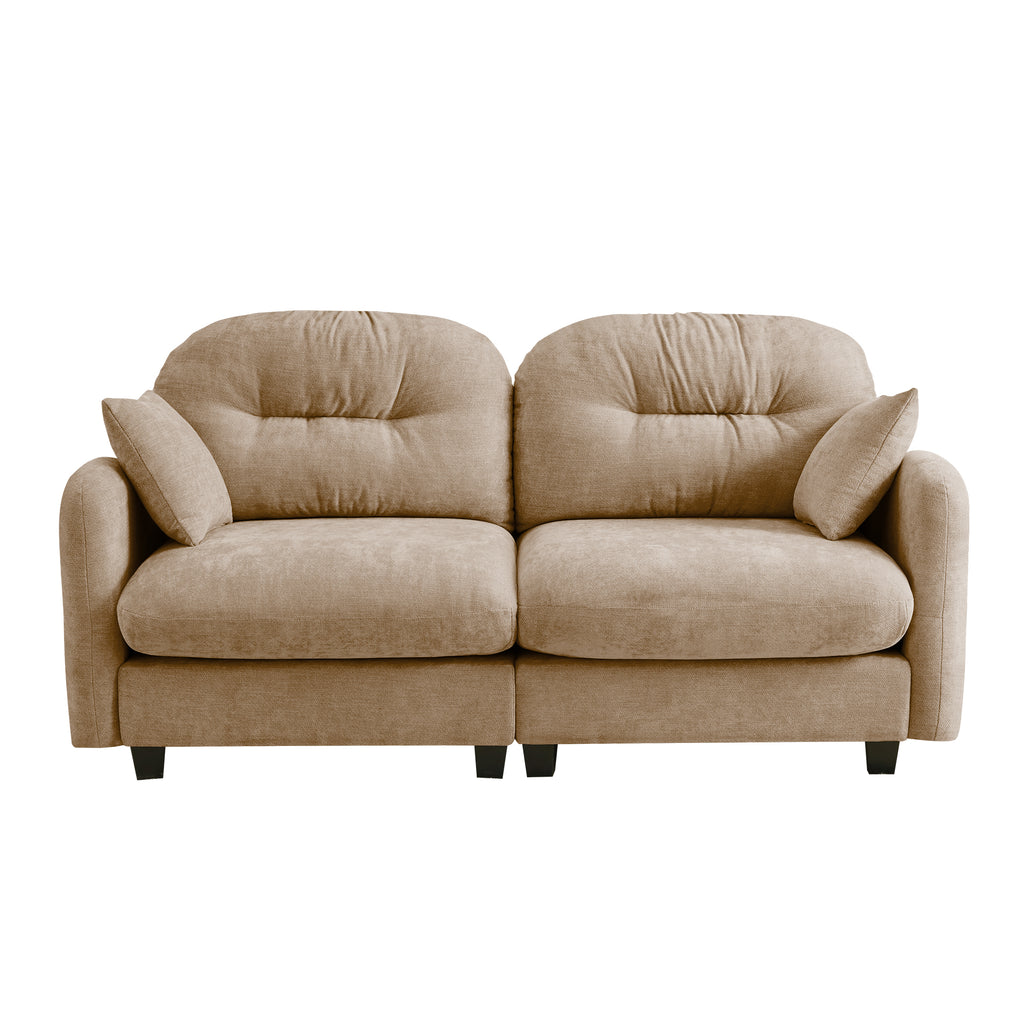 Loveseat Cloud Sectional Couches Chenille Fabric,Quilted Pleated Design, Ergonomic Design,High-Density Foam Easy Install Elegant Armrests High Quality Wooden Base,Fits Living Rooms,Camel - Grand Goldman Shop