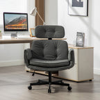 Criss Cross Chair with Adjustable Armrests & Wheels & Headrest, PU Lounge Vanity Desk Chair with Wide Seat for Cross-Legged S