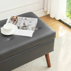 Storage Bench with Storage Bench for Bedroom End of Bed Bench Foot of Bed Bench Entryway Bench Storage Ottoman Bench 43.3' W x 17.7' Dark Grey Leather Bench - Grand Goldman Shop