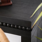 Modern Black Engineered Wood Console Table with Real Wood Bead Trim - Farmhouse Entryway Sofa Table for Living Room, Hallway - Grand Goldman Shop