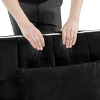 Convertible Sleeper Chair Sofa Bed with Multi-Pockets, Adjustable Pull Out Sofa for Small Spaces, Black Velvet - Grand Goldman Shop
