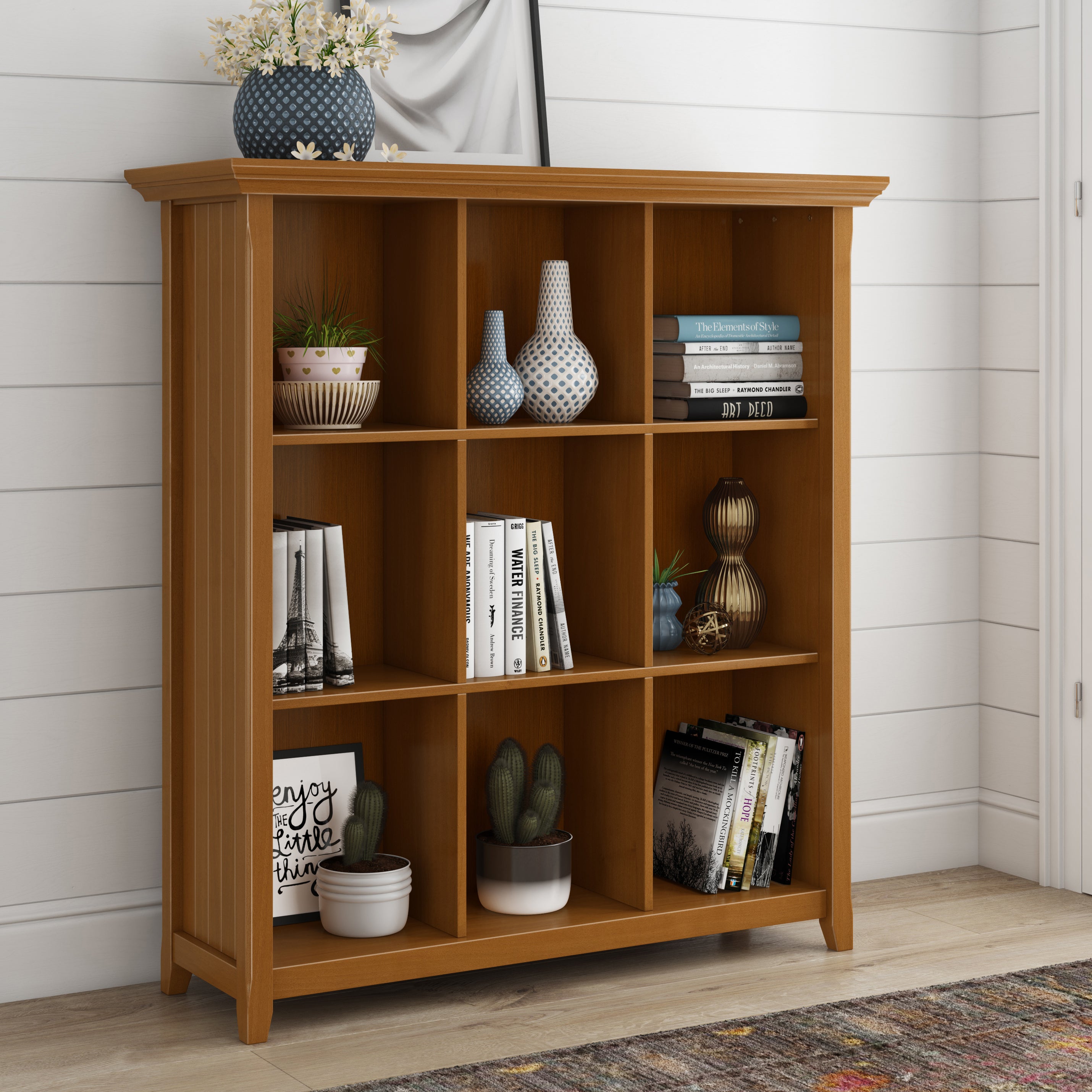 Acadian - 9 Cube Bookcase and Storage Unit - Light Golden Brown | Premium Home Decor - Grand Goldman