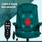 HOMCOM 6 Point Vibrating Massage Office Chair with Heat, Velvet High Back Executive Office Chair with Reclining Backrest, Pad