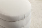 006-Soft Velvet  Round Ottoman Footrest Stool,Ivory - Grand Goldman Shop
