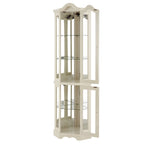 Curio Cabinet Lighted Glass Display Curio Cabinet w/Tempered Glass Doors and Shelves, Crown Corner Cabinet with Bulb, Corner Storage Decoration for Living room and Bedroom WHI - Grand Goldman Shop
