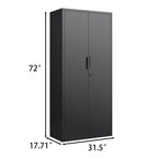 Stylish 72-Inch 2-Door File Cabinet with Lock, 4 Adjustable Shelves, Heavy-Duty Steel Construction in Black for Commercial Of