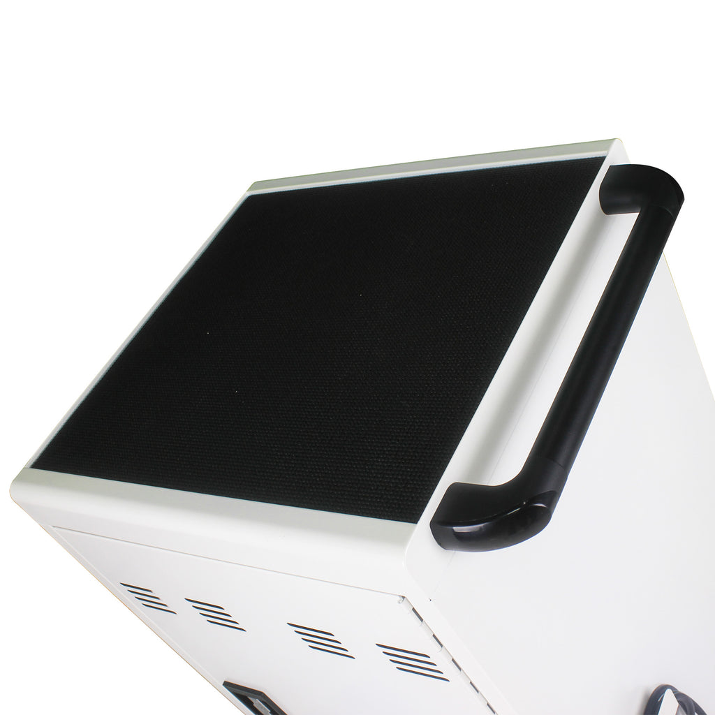 30+2 Bay Mobile School Charging Cart Station for Chromebook, Tablet and Laptop Computer with Power Strip Included - White | P