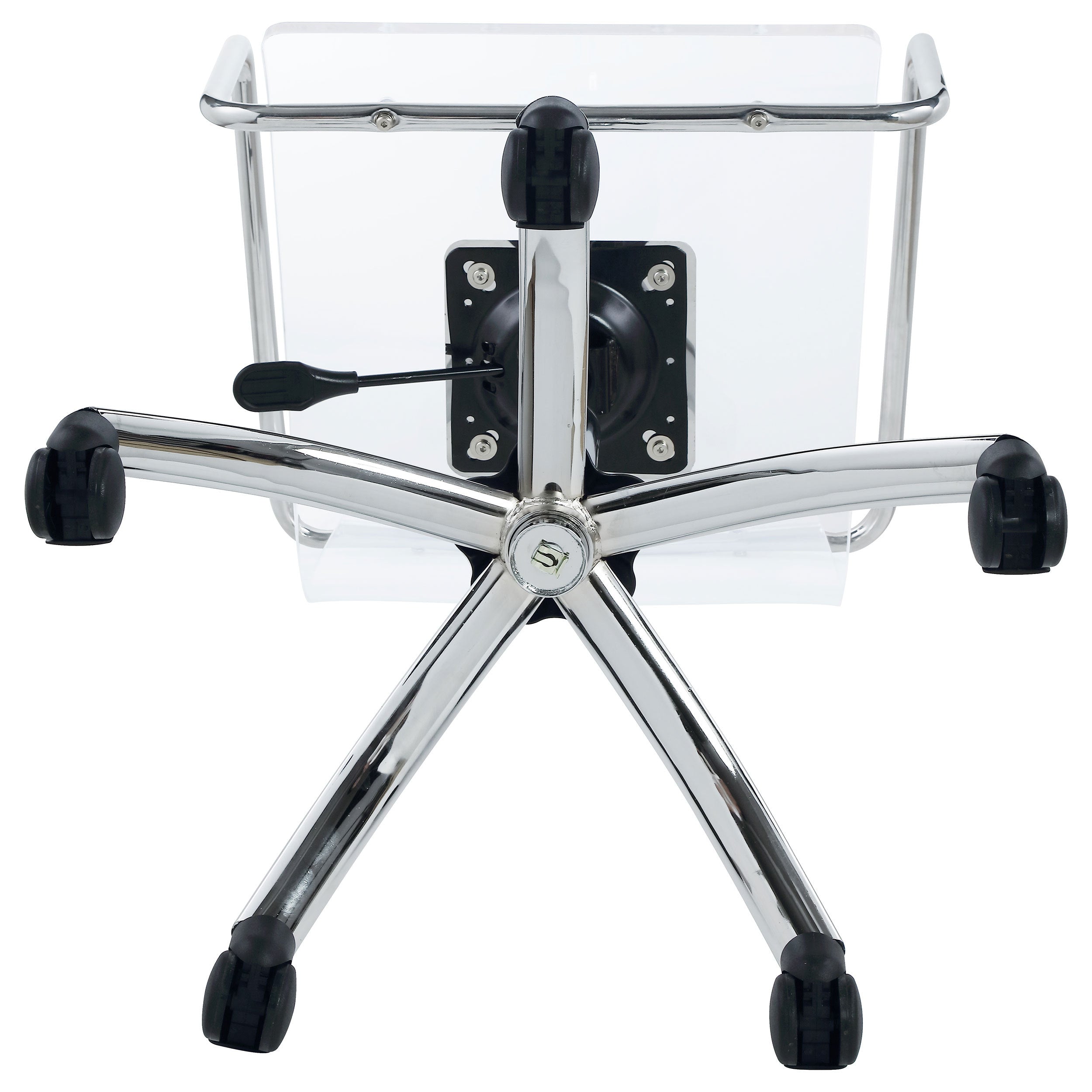 Clear and Chrome Acrylic Office Chair with Caster Wheels - Futuristic Design, Adjustable Height, Durable Metal Frame | Premiu
