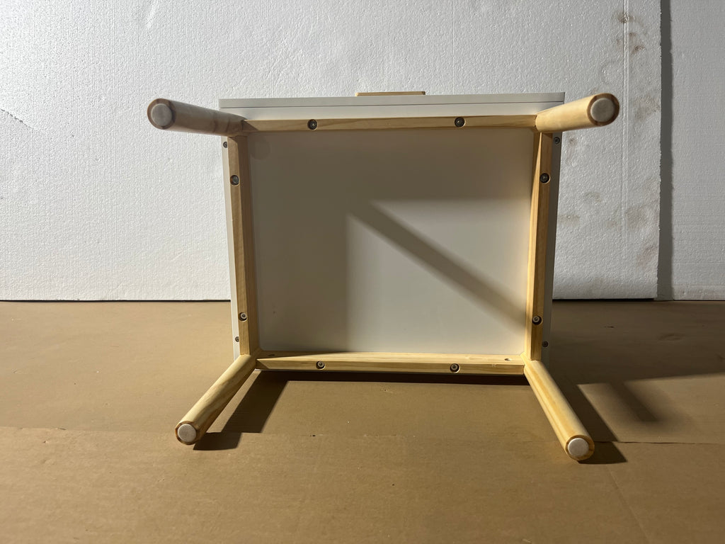 Modern White Nightstand with Drawer and Wood Legs, Minimalist Bedside Table with Handle for Bedroom, Living Room, Apartment - Grand Goldman Shop