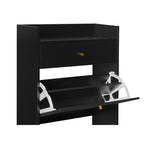 Allen Rattan 2-Door 1-Drawer Cabinet Shoe Rack for Entrance, Black Particle Board, Double Layer - Grand Goldman Shop