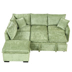 Convertible Sofa Bed Sectional Sofa Sleeper with Storage Ottoman, Green Chenille, 82.67 inches - Grand Goldman Shop