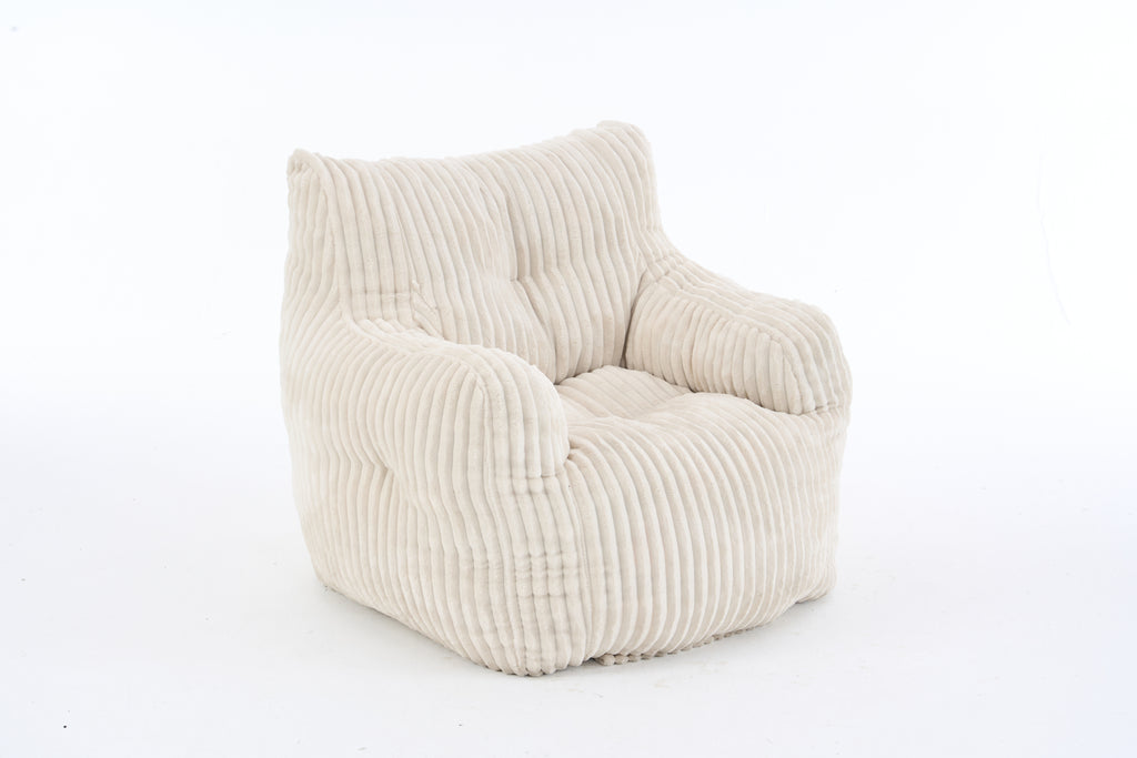 010-Soft Fluffy Corduroy Fabric Bean Bag Chair Filled With Memory Sponge,Beige - Grand Goldman Shop