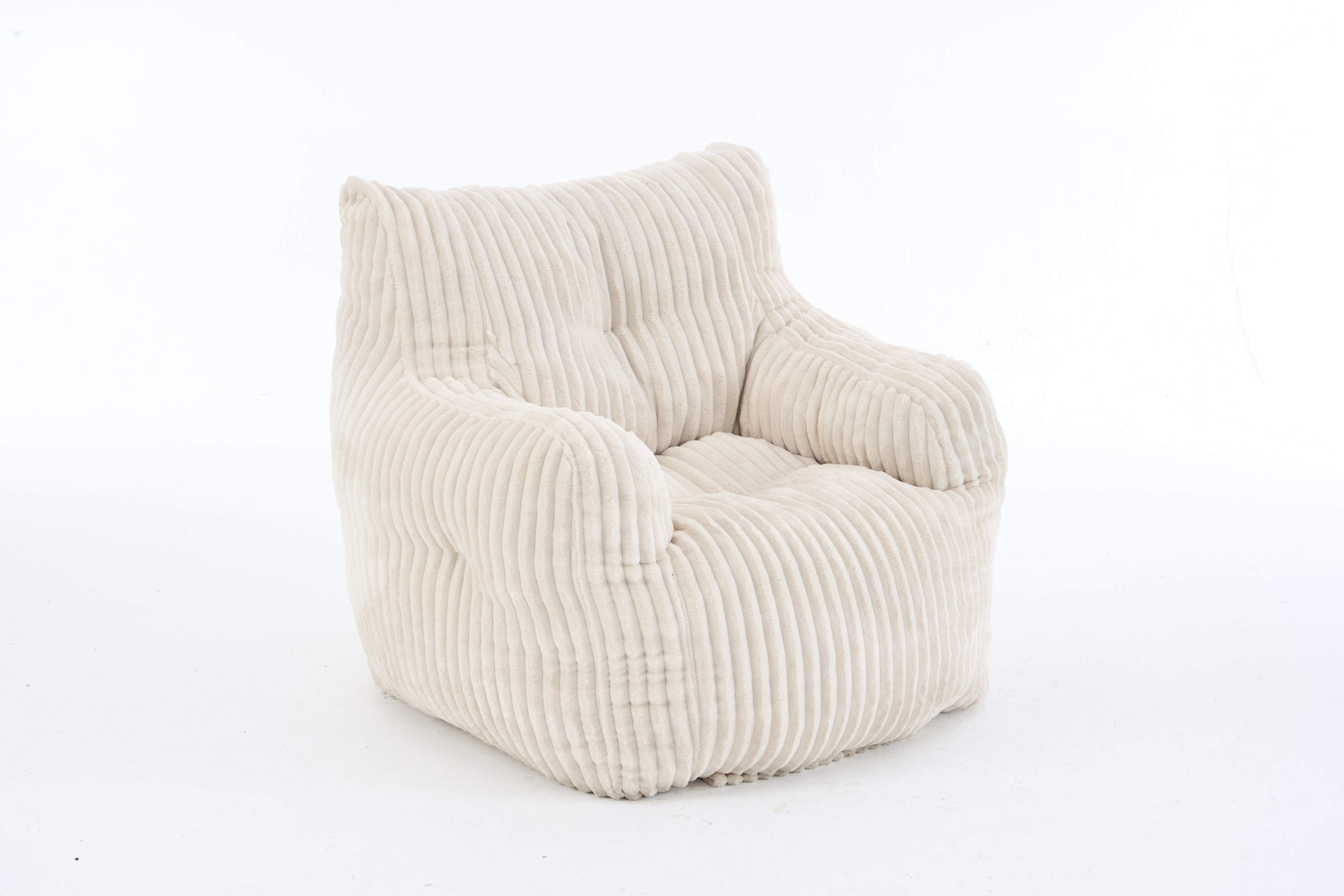 010-Soft Fluffy Corduroy Fabric Bean Bag Chair Filled With Memory Sponge,Beige - Grand Goldman Shop