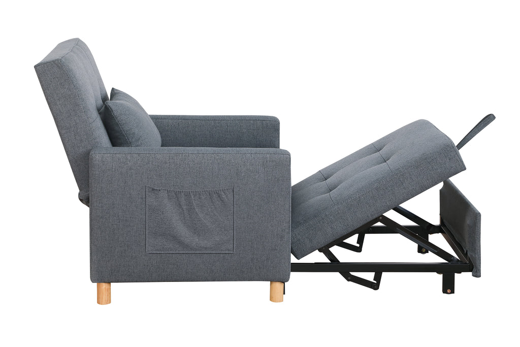 Convertible Sleeper Sofa Chair Bed, Adjustable Chair with Pillow, Multi-Functional Sleeper Chair with Soft Fabric for Living Room, Dorm, Apartment, Bedroom or Office - Grand Goldman Shop