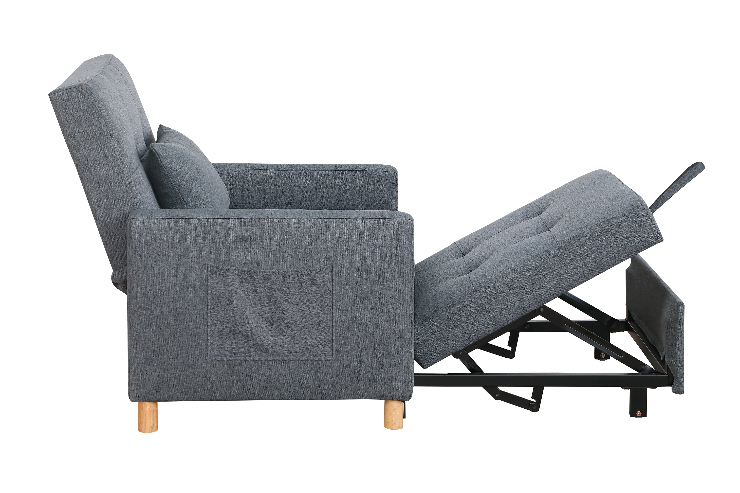 Convertible Sleeper Sofa Chair Bed, Adjustable Chair with Pillow, Multi-Functional Sleeper Chair with Soft Fabric for Living Room, Dorm, Apartment, Bedroom or Office - Grand Goldman Shop
