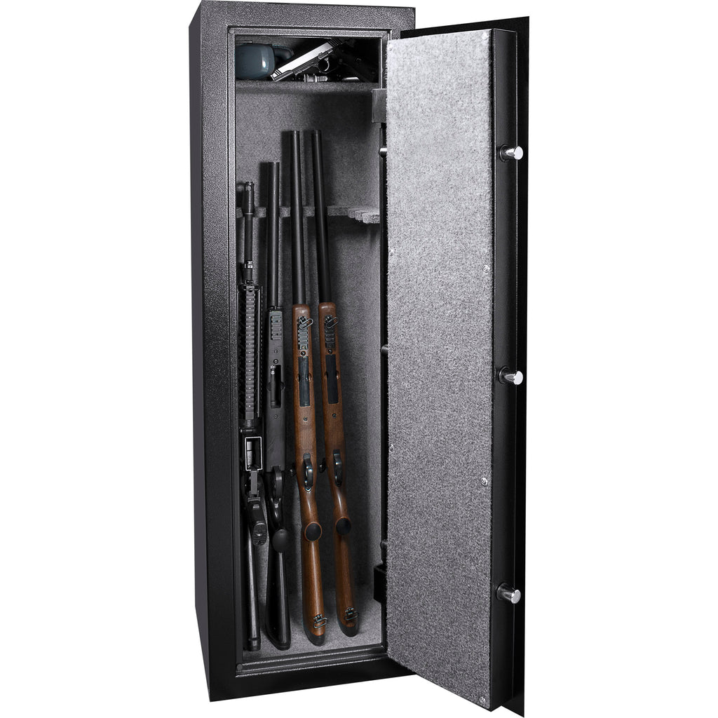 Biometric Keypad Rifle Safe with Advanced Security Features in Black Steel, 5.51 Cubic Ft - Grand Goldman