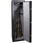 Biometric Keypad Rifle Safe with Advanced Security Features in Black Steel, 5.51 Cubic Ft - Grand Goldman