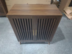 Farmhouse Walnut Sideboard Buffet Cabinet With Louvered Doors, Wood Coffee Bar Storage For Kitchen & Living Room, 31.5' W - Grand Goldman Shop