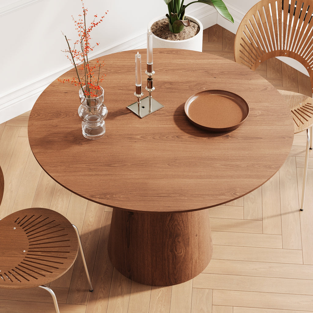 43 inch circular dining table, modern minimalist round table, MDF grain dining table, one handle and two packs - Grand Goldman Shop