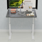 Adjustable Study Desk for Kids and Adults, Height-Adjustable Home Office Desk, White Frame with Gray Tabletop, 60cm x 80cm Co