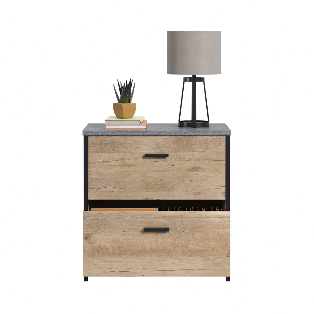 Lateral File with Large Drawers, Brown finish - Grand Goldman