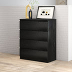 4 Drawer Dresser,Modern Storage Chest of Drawers,31.5In Black Dresser for Closet with Handle-Free Design, Closet Chests Organizer for Bedroom, Living Room,Black - Grand Goldman Shop