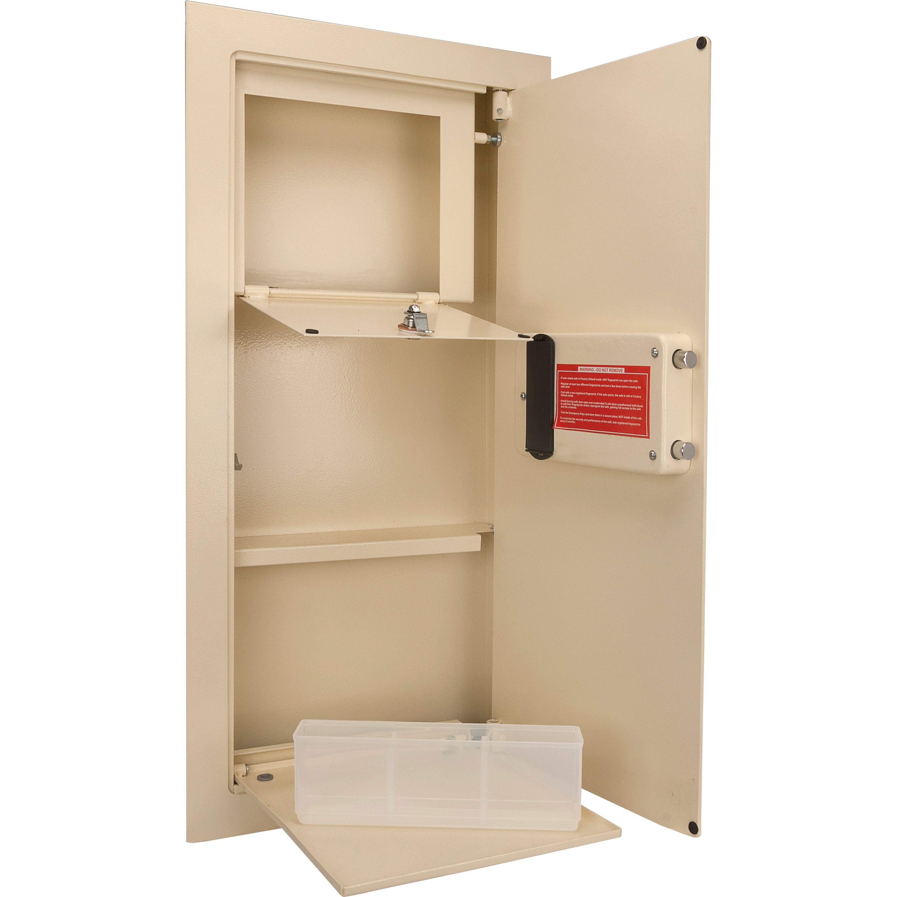 Biometric Wall Safe with 120-Fingerprint Module, Beige Steel, 0.82 Cubic Ft | Premium Home Decor - Grand Goldman