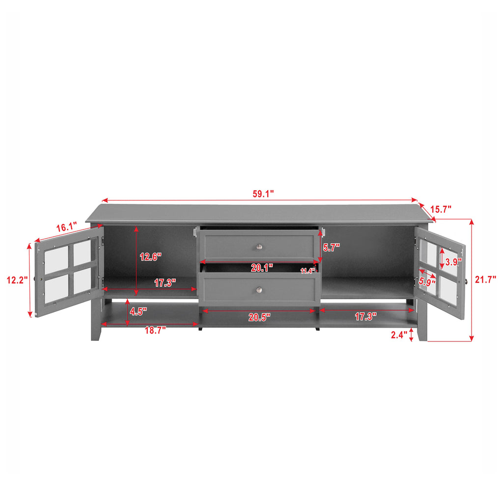 TV Stand for TVs up to 60'', Entertainment Center with Multifunctional Storage Space, TV Cabinet with Modern Design, Media Console for Living Room, Bedroom - Grand Goldman Shop