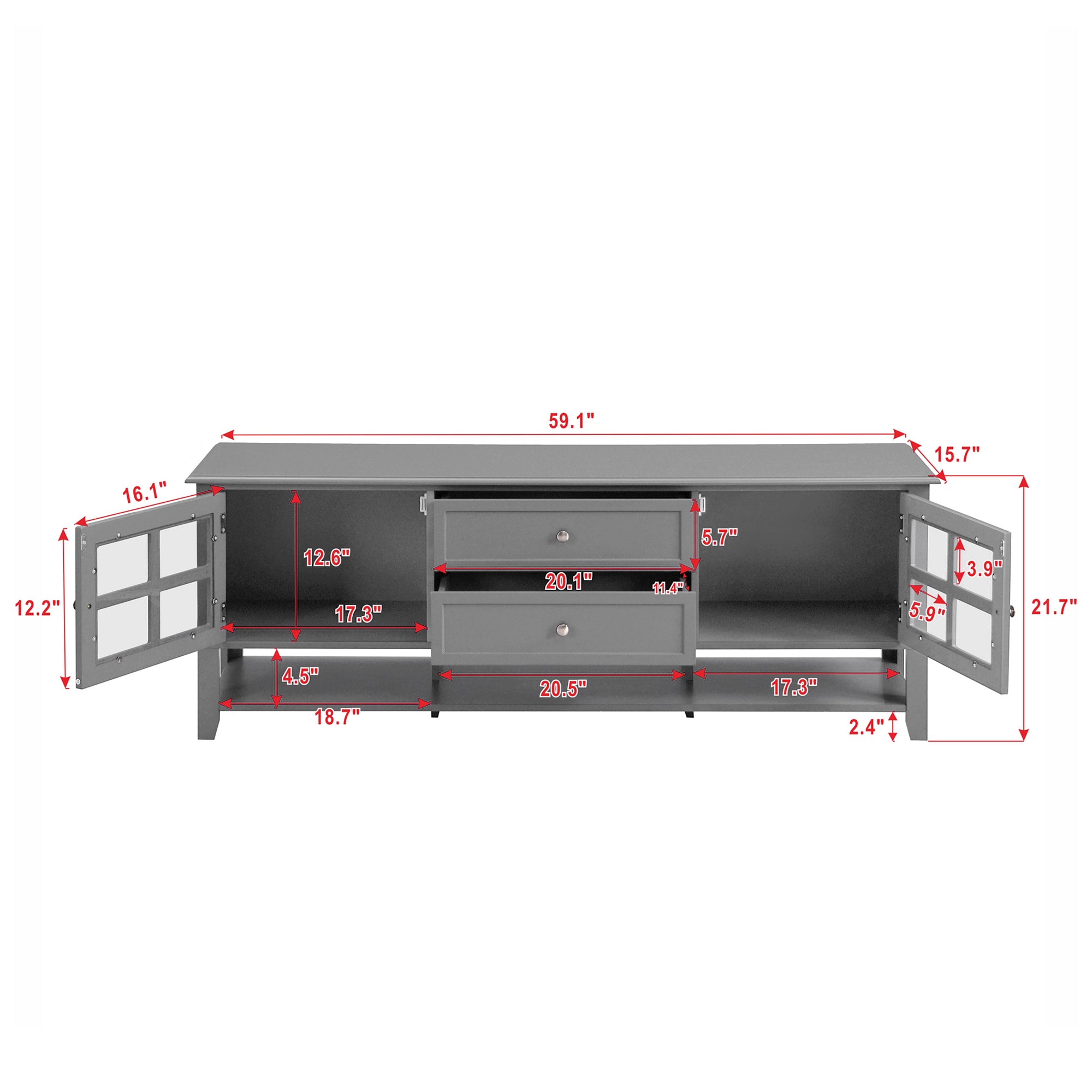 TV Stand for TVs up to 60'', Entertainment Center with Multifunctional Storage Space, TV Cabinet with Modern Design, Media Console for Living Room, Bedroom - Grand Goldman Shop