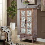 55.12'' Tall Tower Storage Cabinet - Rustic Wood Sideboard Pantry Cabinet - Versatile Buffet Cabinet with Storage for Home Decor and Organization chic cabinet with two doors and a drawer - Grand Goldman Shop