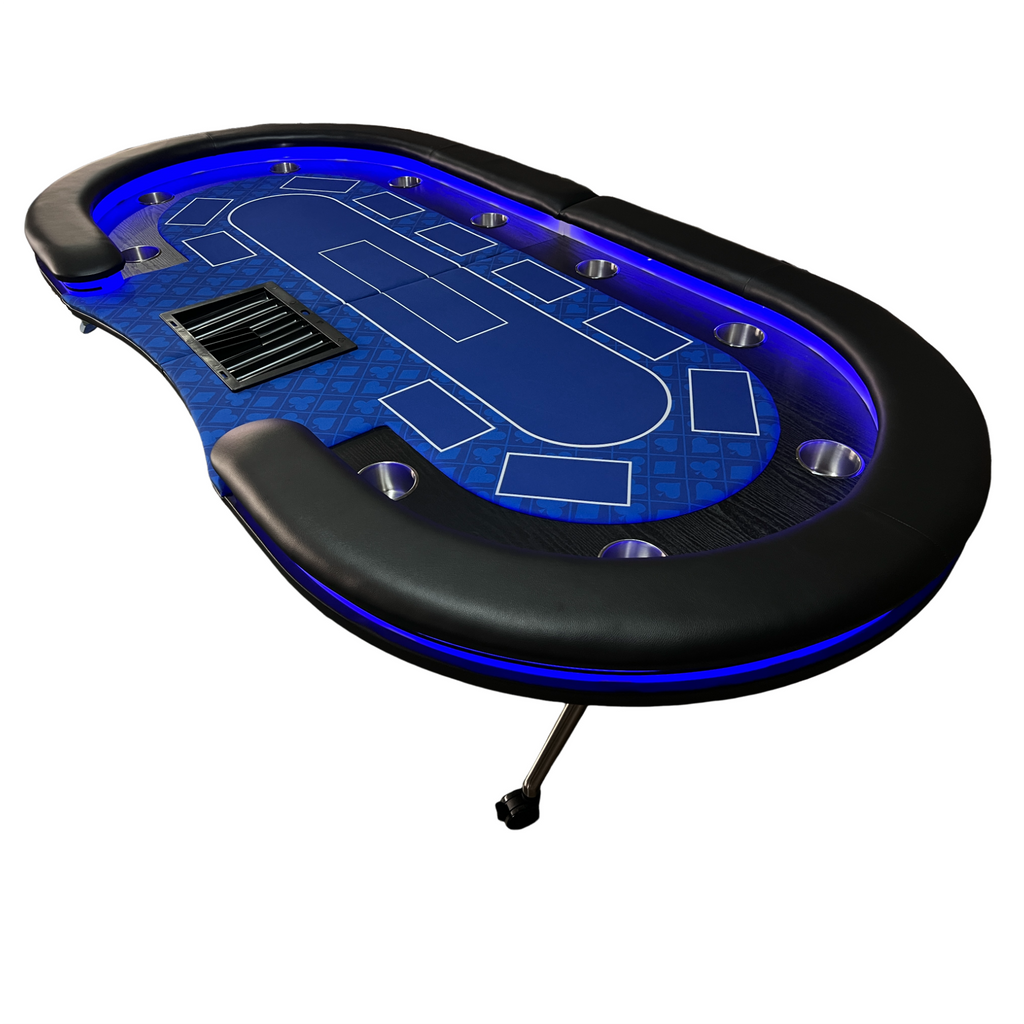 INO Design 94' Fodable Poker Table with Dealer Spot for 10 players, Blue | Premium Home Decor - Grand Goldman