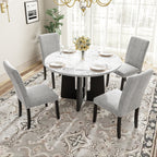 5-Piece Round Dining Table set, 43-Inch Modern Dining Table and 4 Upholstered Chairs for Dining Room, Kitchen Room, Living Room, Easy Assembly - Grand Goldman Shop