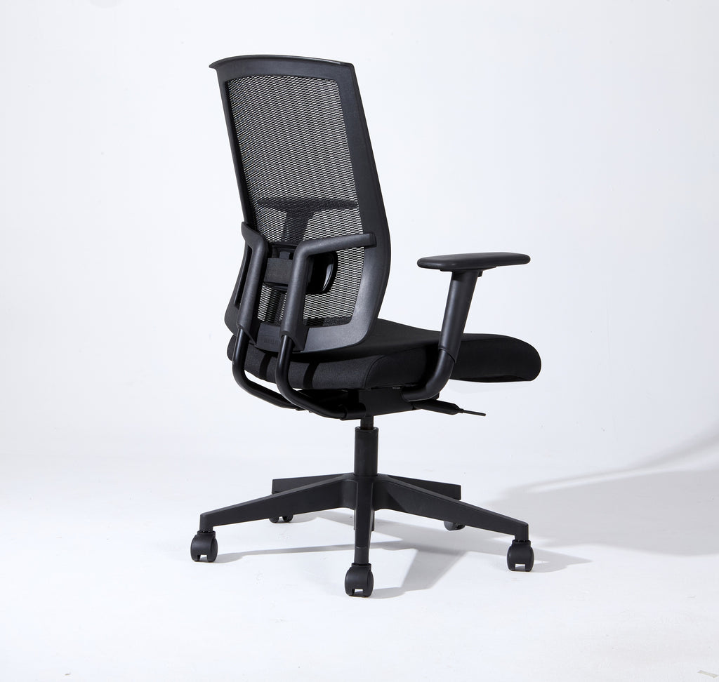 Complus Polyester Seat Pro Ergonomic High Back Office Task  Mesh Chair 27'H in Black Color With Arms - Grand Goldman