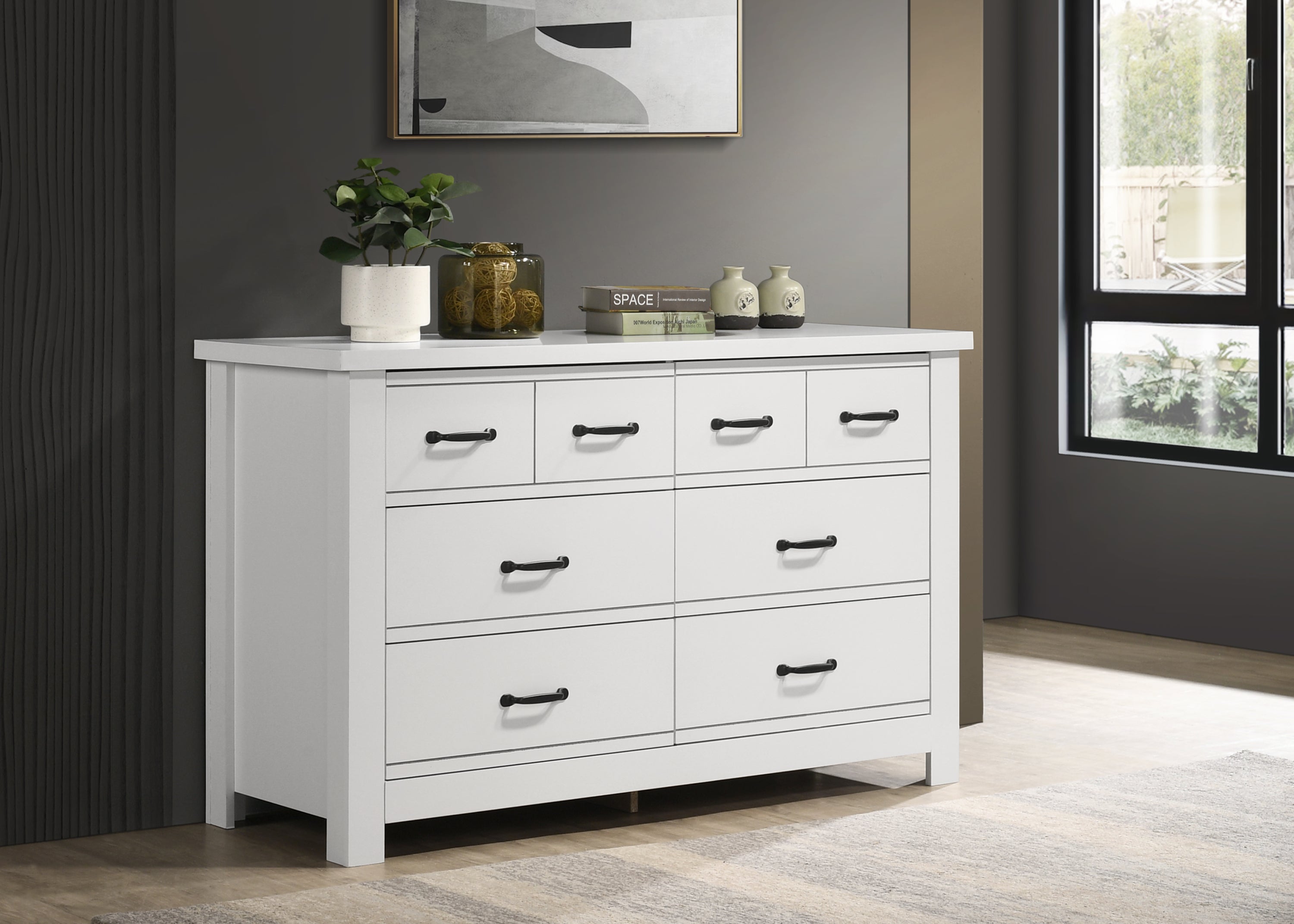 Cassini 51' White 6-Drawer Dresser - Grand Goldman Shop